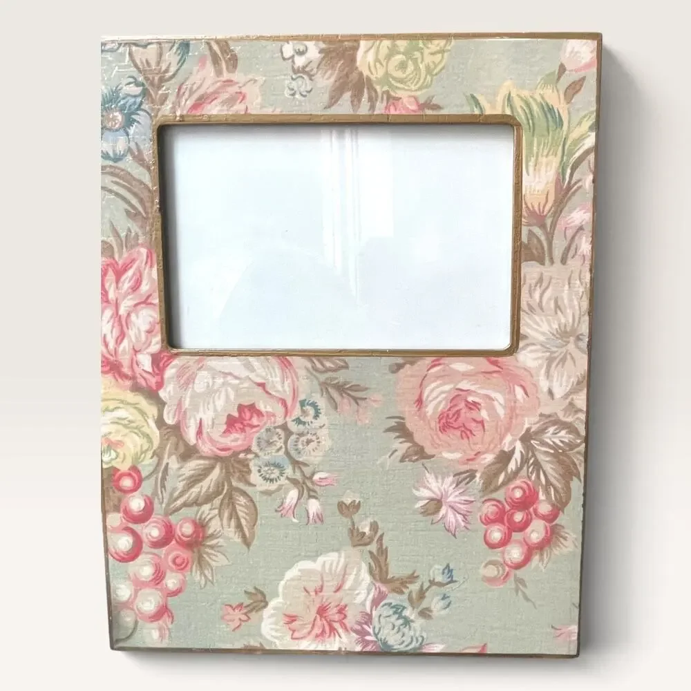 Marye-Kelley Decoupage Picture Frame Floral Cottagecore Vintage Style 4x6 Multi
